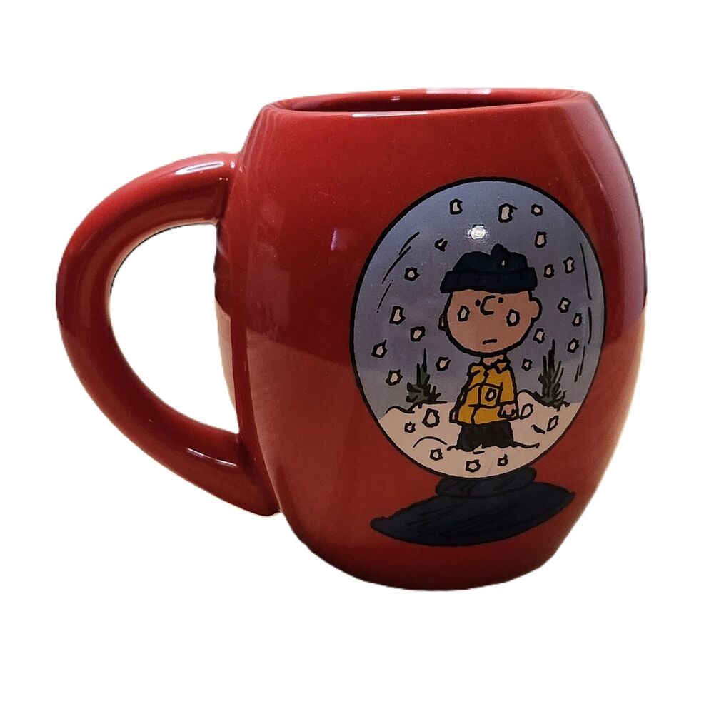 Peanuts Charlie Brown “Good Grief” Snow Globe Mug 2017 Red